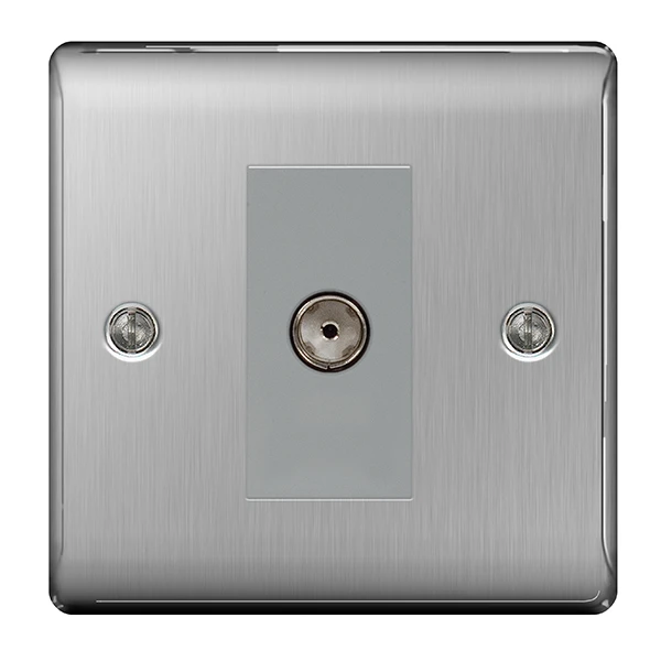 Nexus Metal Brushed Steel 1 Gang Isolated Co-Axial Socket - Image 3