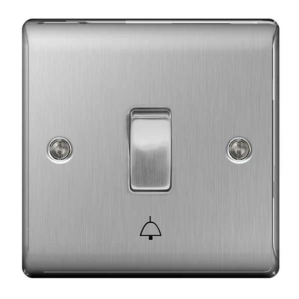 Nexus Metal Brushed Steel 10A 10AX Bell Push Plate Switch - Image 3