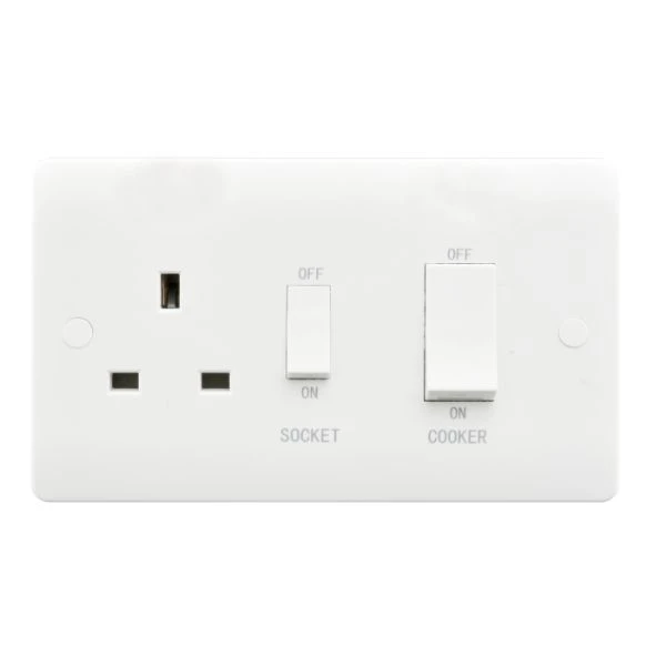 Verve HM2060 45A Double Pole Switched Cooker Control Unit White + 13A Switched Socket - Image 3