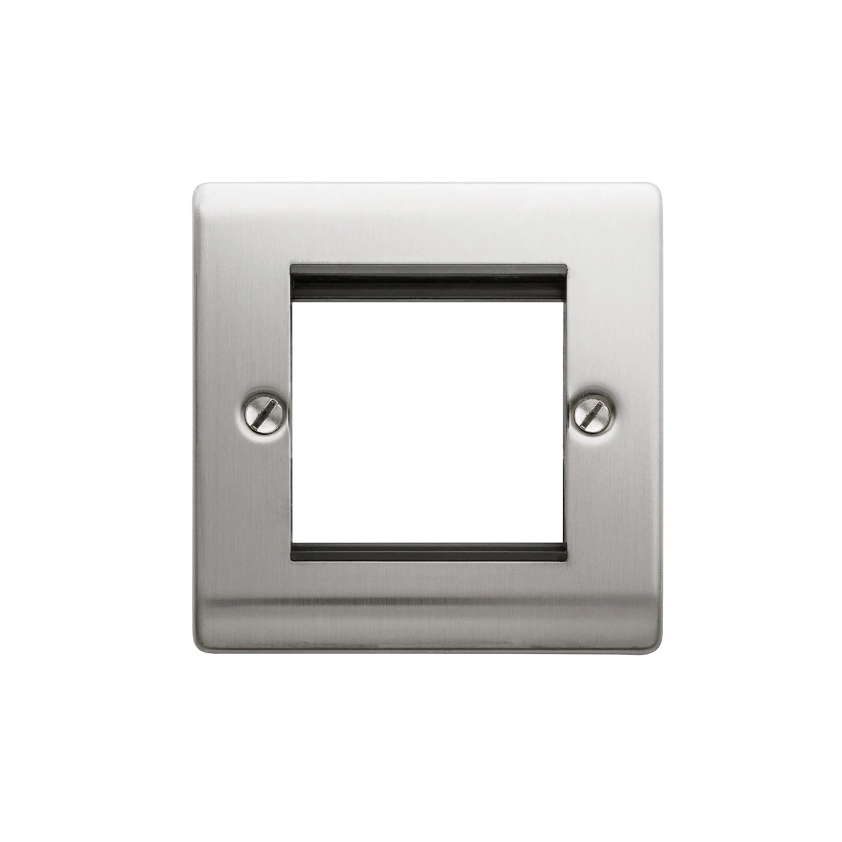 Designa 23FAC2MODB 1 Gang 2 Module Grid Plate Satin Steel Black Insert - Image 4