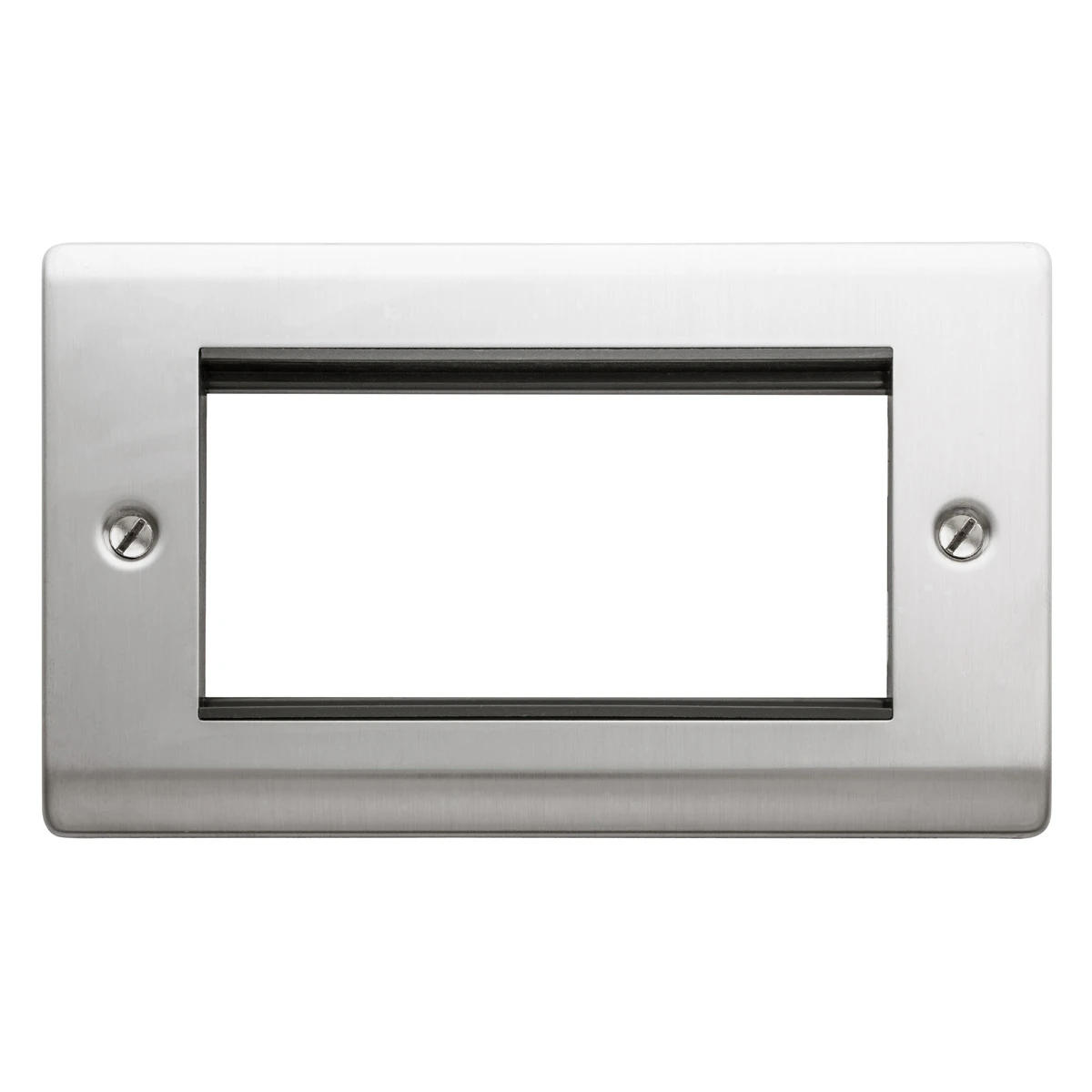 Designa 23FAC4MODB 2 Gang 4 Euro Module Grid Plate Satin Steel Black Insert - Image 4