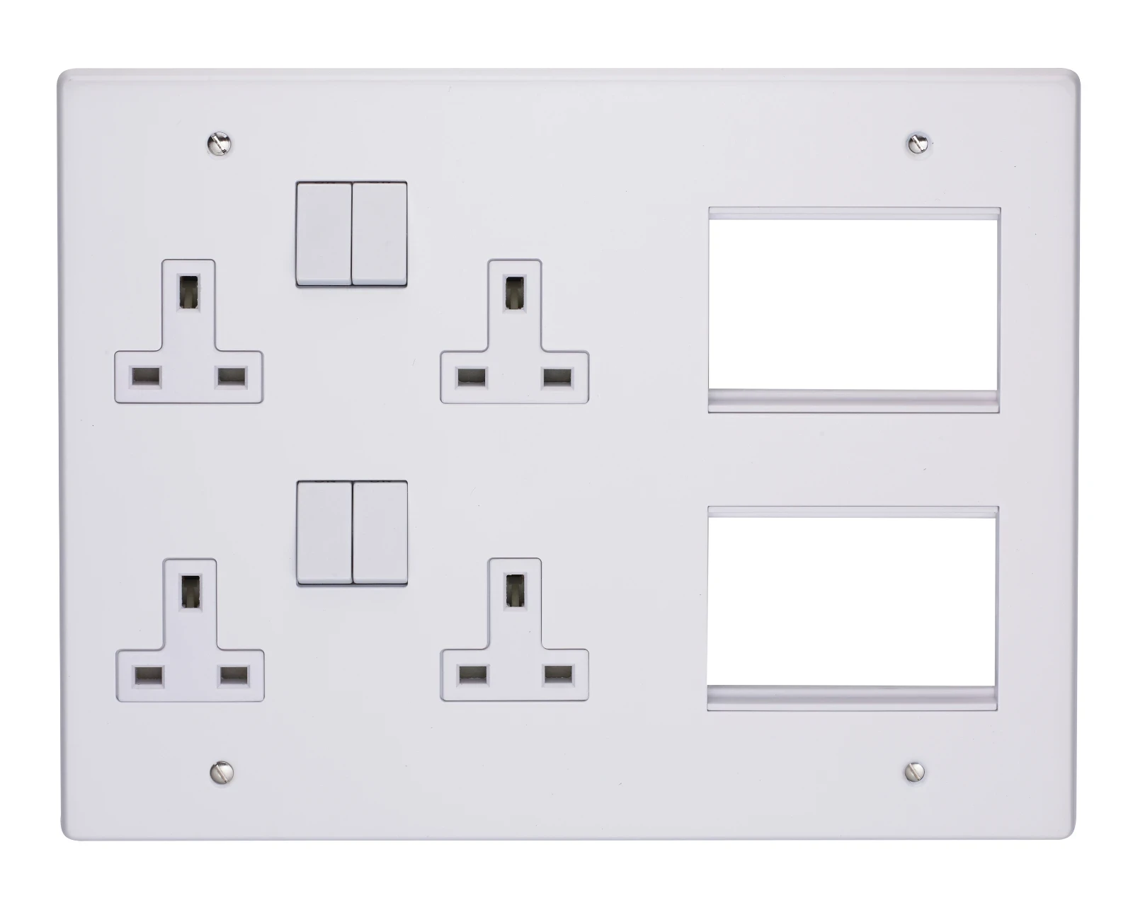 Volex Multi Media Plate (2 X 2 Gang Socket + 2X3 Data Module Frame) White - Image 3