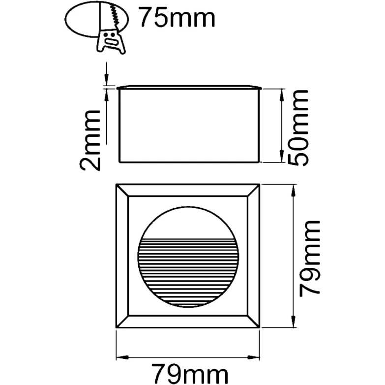 KSR Wallwasher Recessed Square Warm White LED 1.2W White IP44 - Image 3