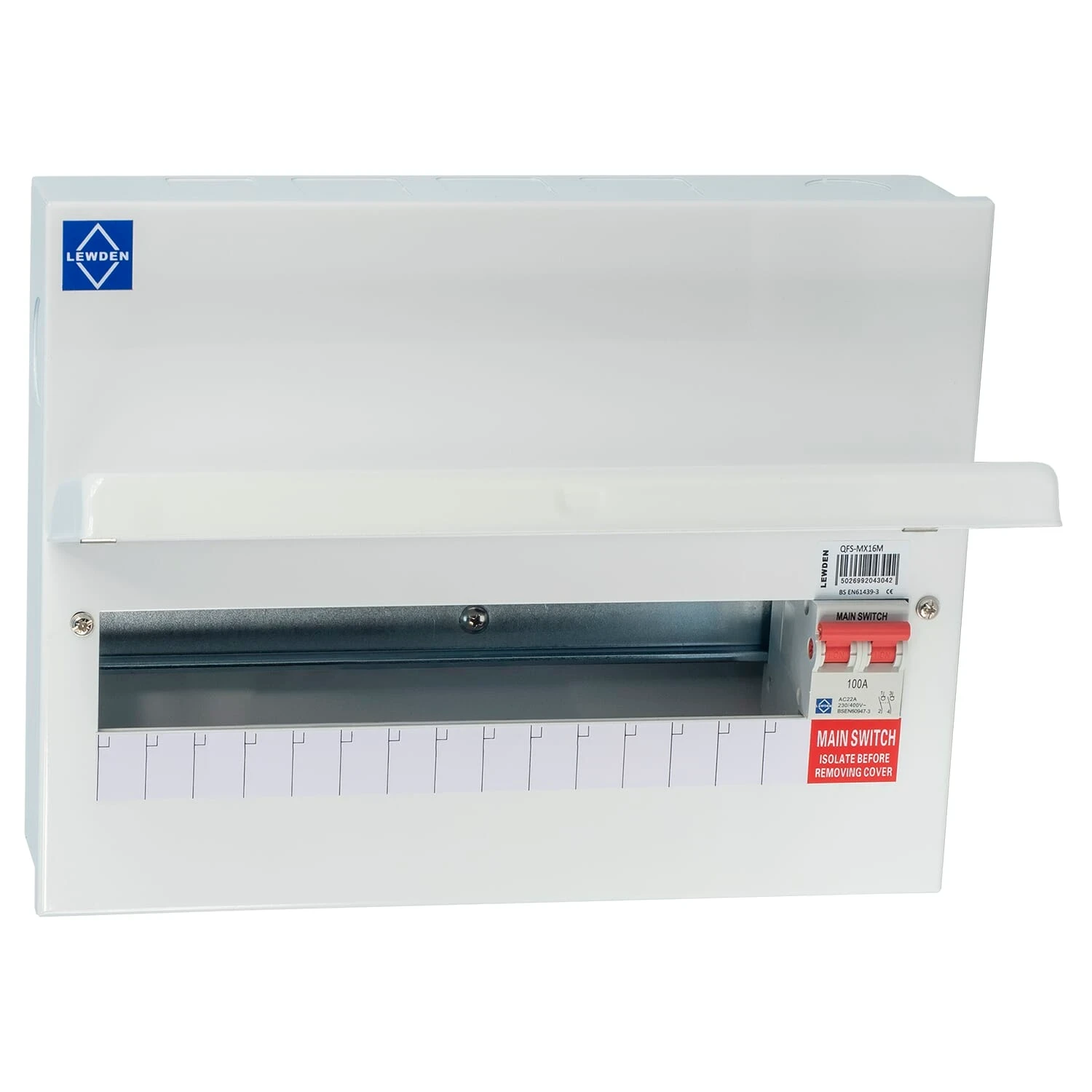 CGD QFS-MX08M 6 Way Metal Clad Consumer Unit with 100A Isolator Incomer - Image 4