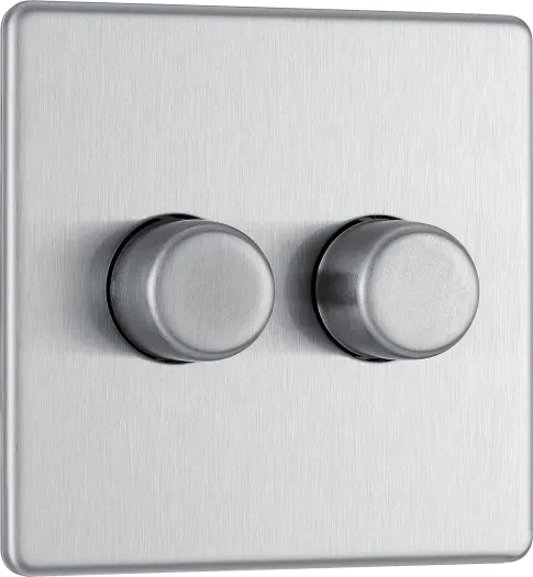 Brushed Steel Double 2 Way Push 200W Dimmer - Image 3