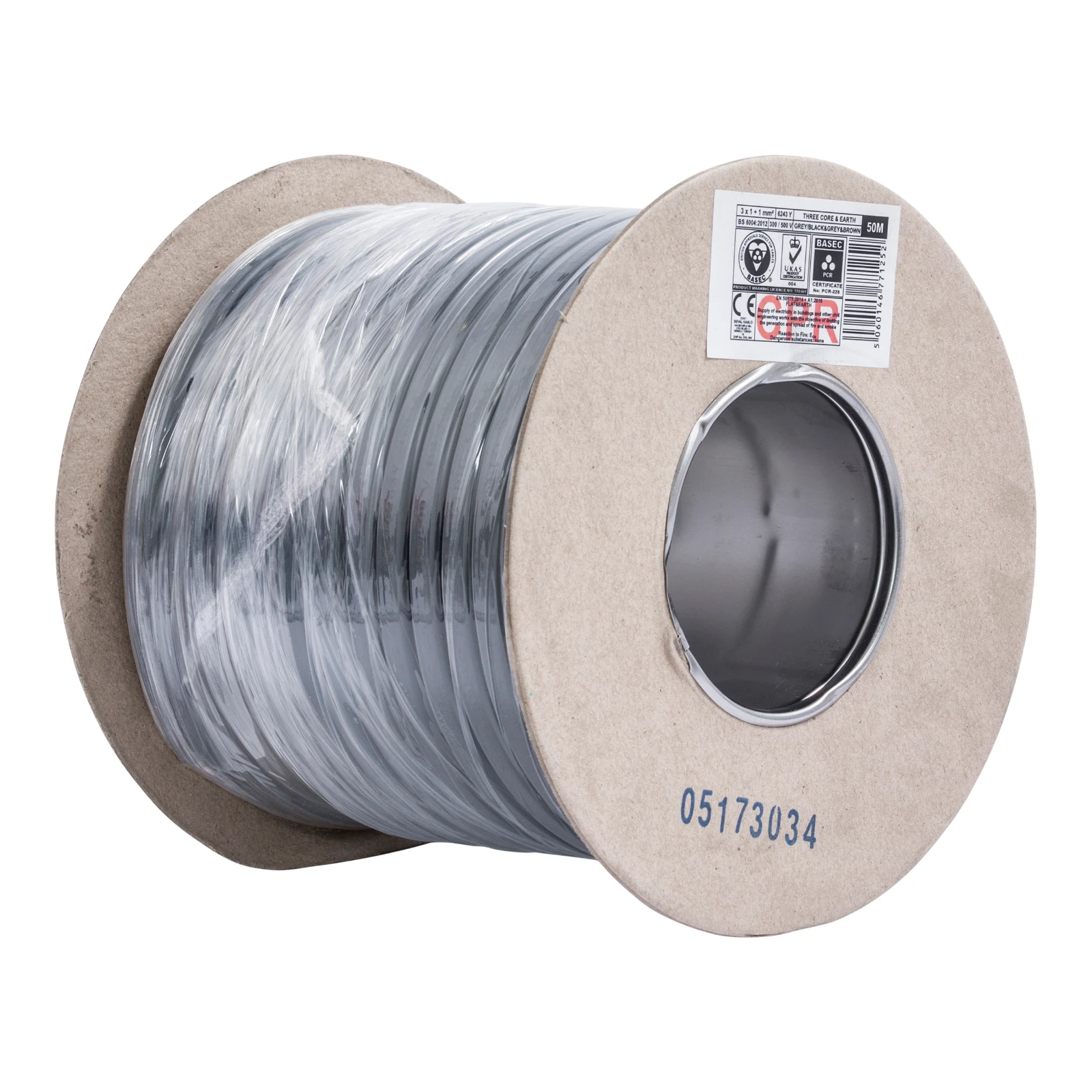 Basec Approved 6243Y 3 Core 1mm² Copper Cable With Earth 50m Grey - Image 3