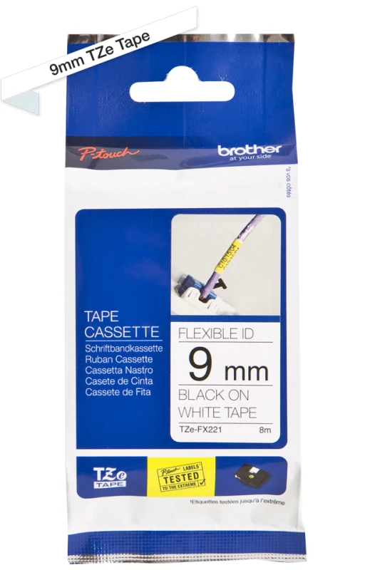 Brother Pro Tape TZE-Fx221 Flexible ID Tape Black On White 9mm - Image 4