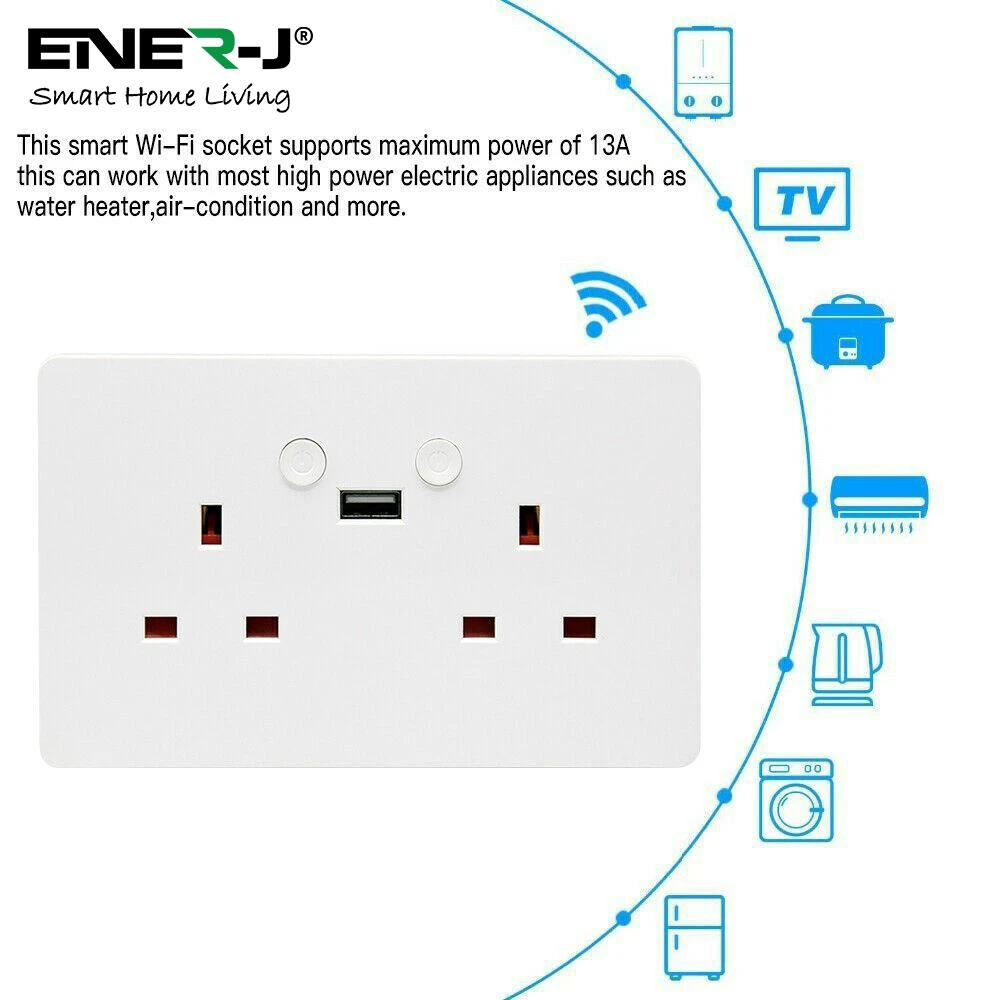 Ener-j SHA5302 Smart WiFi Double Socket With USB - Image 3