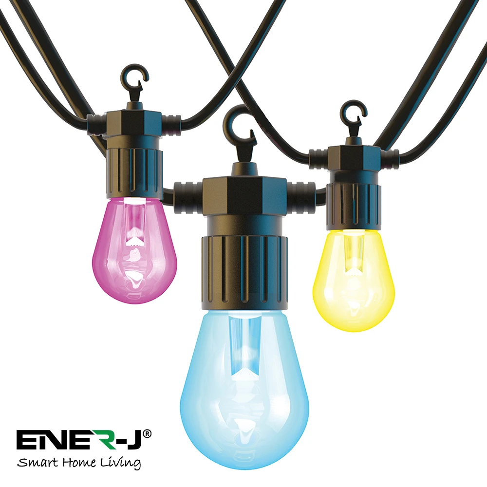 Ener-J SHA5315 Wi-Fi LED String Light With Filament Bulbs, 7.3M And 12 Piece Filament Bulbs RGB+WW - Image 3