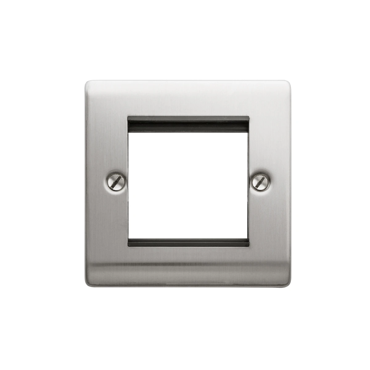 Designa 23FAC2MODB 1 Gang 2 Module Grid Plate Satin Steel Black Insert - Image 3