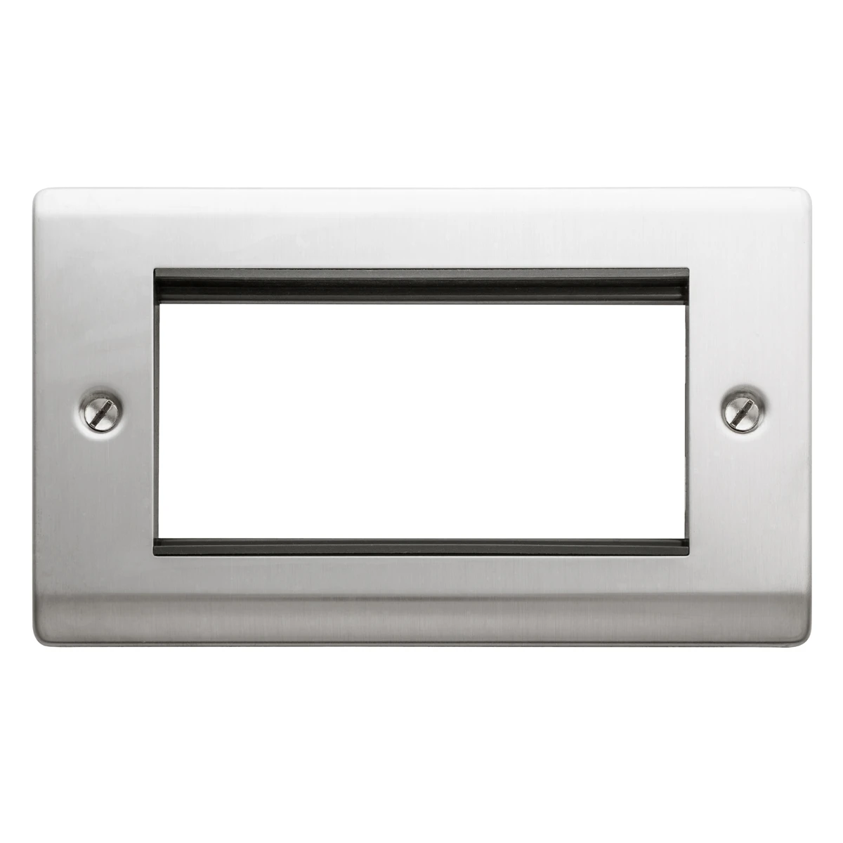 Designa 23FAC4MODB 2 Gang 4 Euro Module Grid Plate Satin Steel Black Insert - Image 3