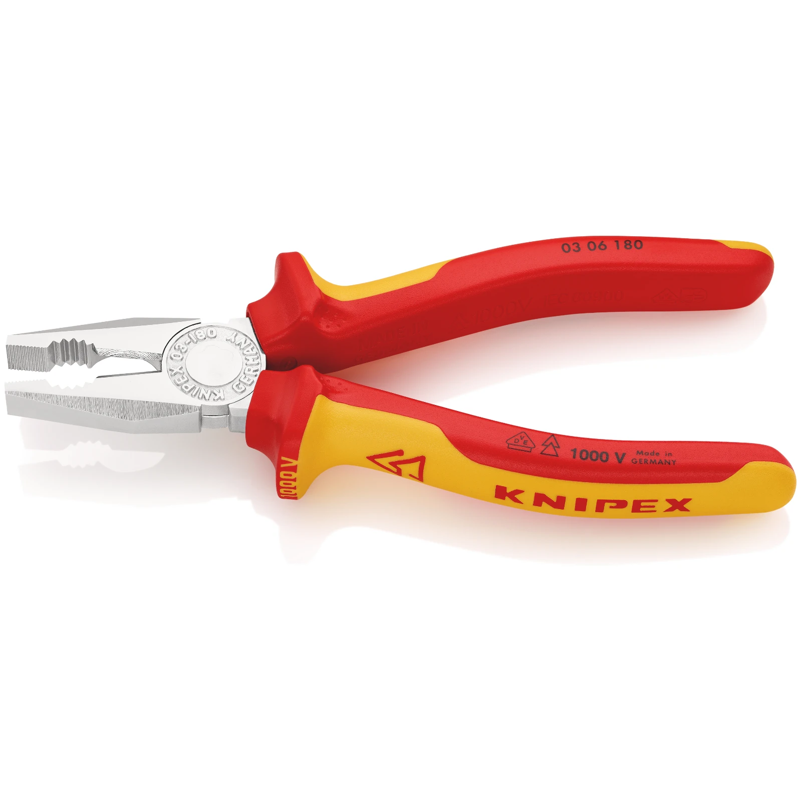 Knipex 03 06 180 SB Combination Pliers Insulated Chrome-Plated 180mm - Image 3