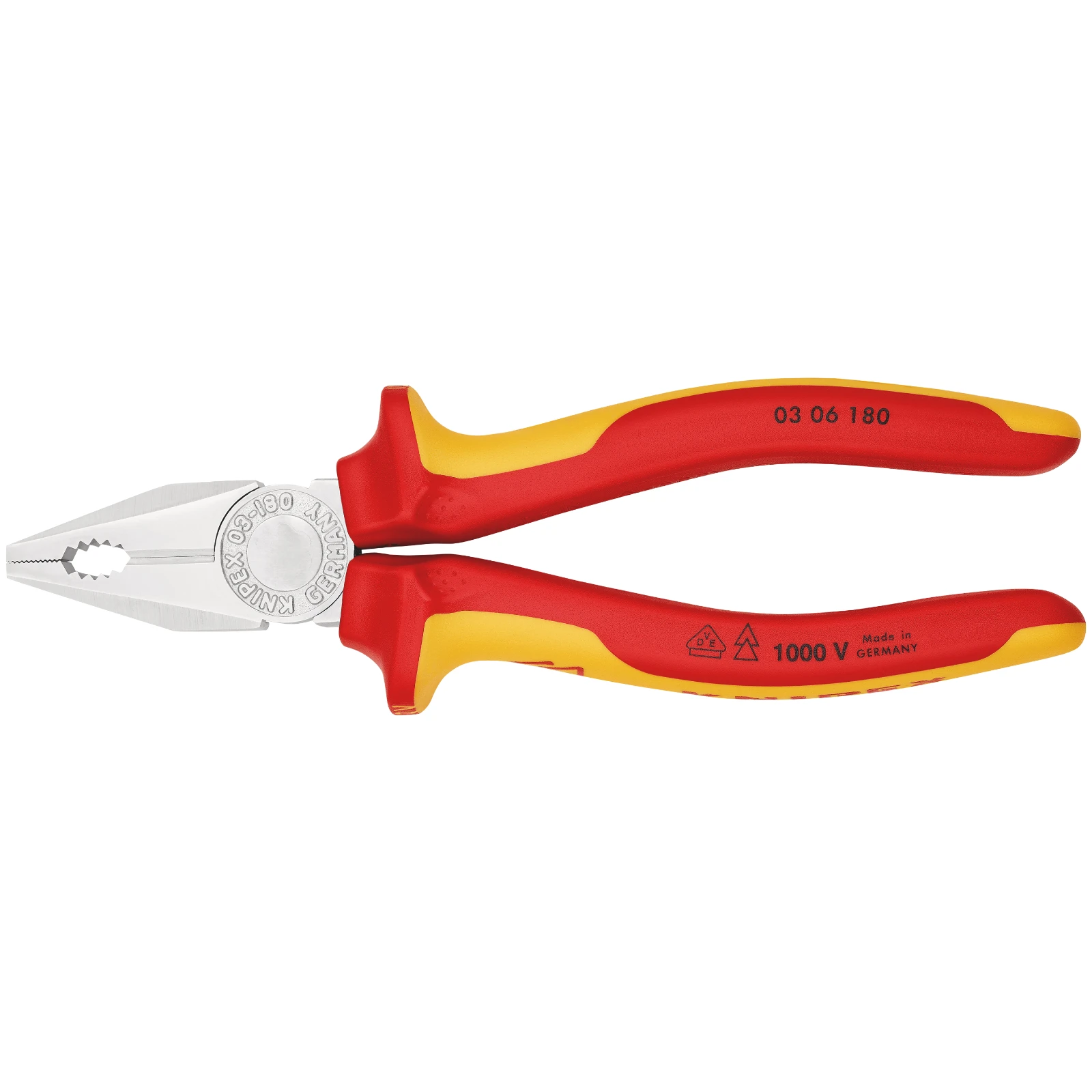 Knipex 03 06 180 SB Combination Pliers Insulated Chrome-Plated 180mm - Image 4