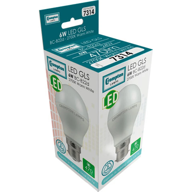 Crompton 11694 LED GLS Light Bulb 5.5W 2700K BC-B22d - Warm White - Image 3