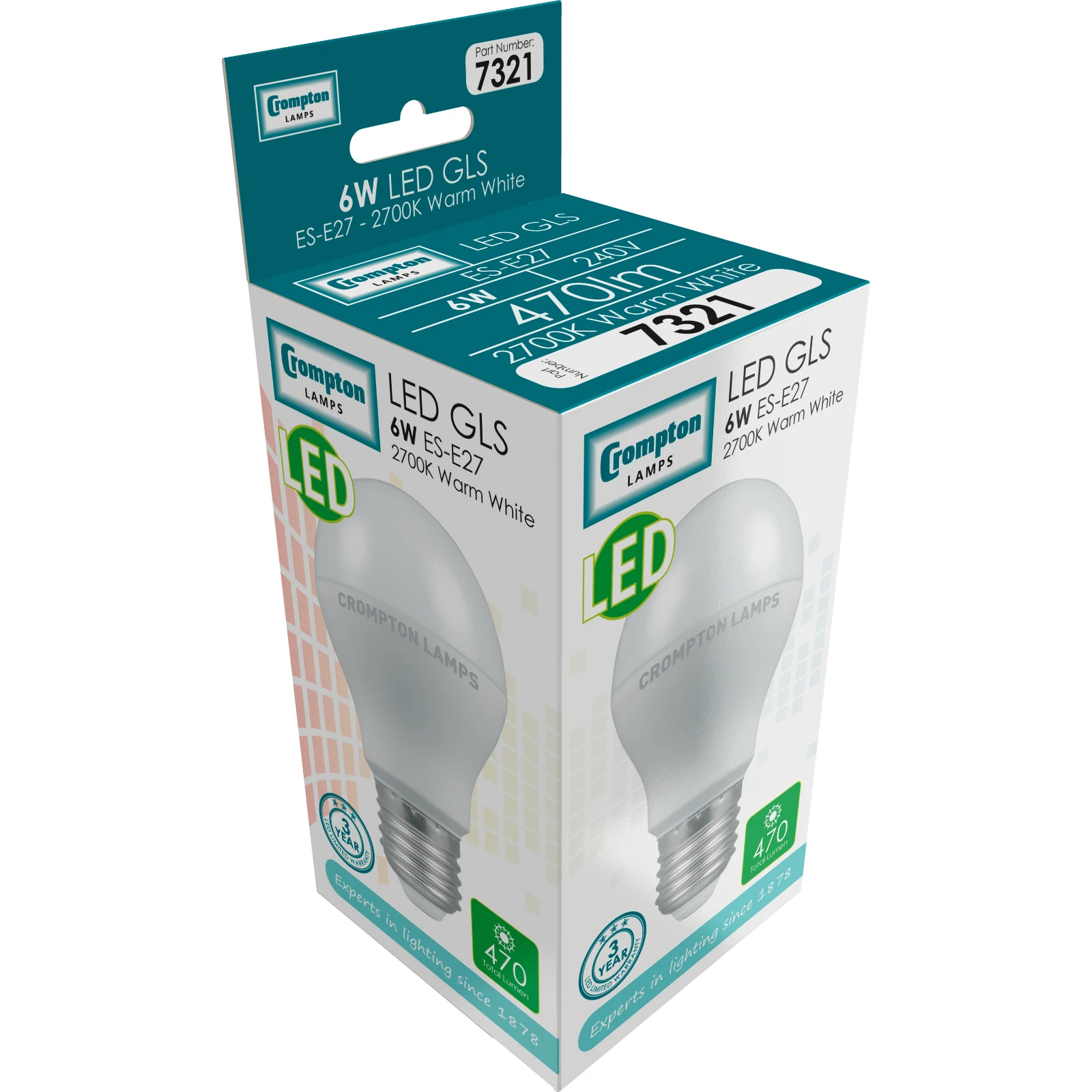 Crompton 11700 LED GLS Light Bulb 5.5W 2700K ES-E27 - Warm White - Image 3