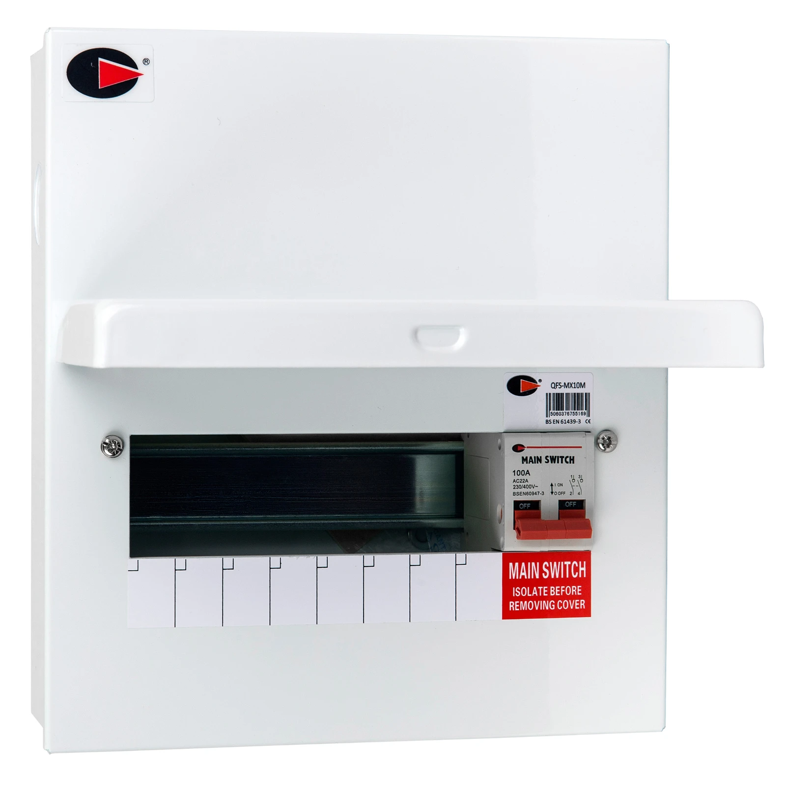 CGD QFS-MX10M 8 Way Metal Clad Consumer Unit with 100A Isolator Incomer - Image 3