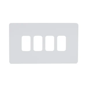 Ultimate Grid System Screwless Front Plate 4-Gang 88 x 148mm White