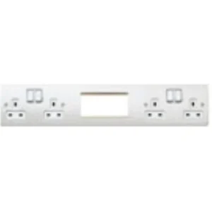 MK Socket 4 Gang DP Dual Earth & 4 Module 13A White Euro In Line