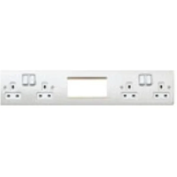 MK Electric Socket 4 Gang DP Dual Earth&4 Module 13A White Euro In Line ...