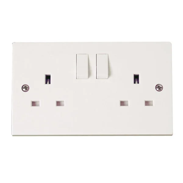 Click Socket 2 Gang Switched DP 13A Standard Square Edge White – Go ...