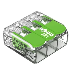 Wago 32A 450V 4kV 4mm Splicing 3 Way Compact Complete With Levers Clear Connector