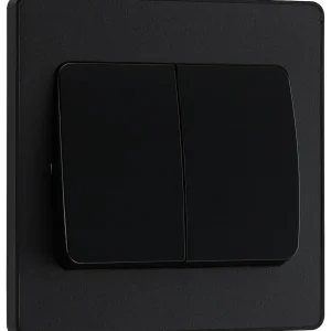 BG Evolve, Matt Black, 20A 16AX Double Switch, 2 Way, Wide Rocker
