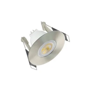 Evofire Mini Fire Rated Downlight 45mm Cutout IP65 Satin Nickel Round Integral