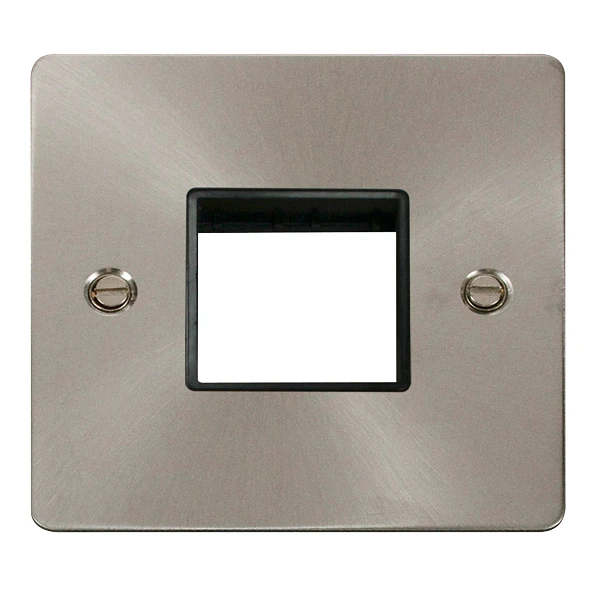 Front Plate 1 Gang 2 Aperture Brushed Stainless Black Insert