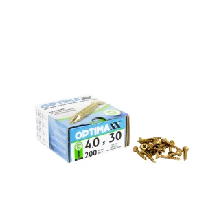 Optimaxx C288-415 Pz Countersunk Wood Screws 4mm x 30mm Zinc & Yellow - 200 Pack