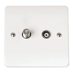 Socket Satellite & Coaxial Isolated White