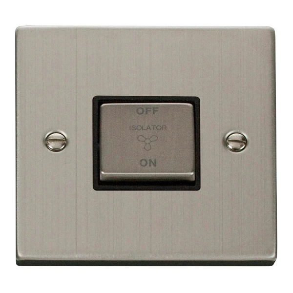 Deco Fan Isolation Switch Ingot 3-Pole 10A Black Insert Stainless Steel - Image 2