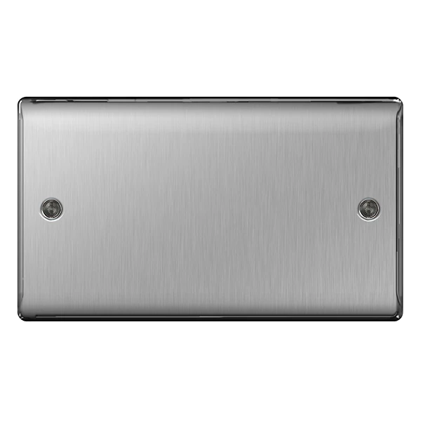 Brushed Steel 2 Gang Blank Plate