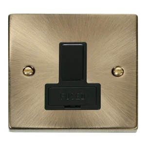 Connection Unit Switched Fused Spur 13A Antique Brass Black Insert Victorian
