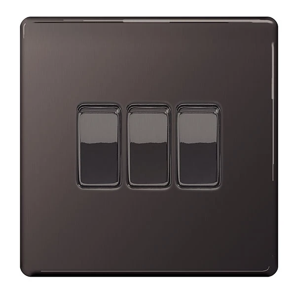 Black Nickel 3 Gang 2 Way 10A 10AX Plate Switch - Image 2