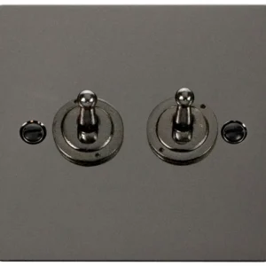Toggle Switch 2 Gang 2 Way 10A Black Nickel