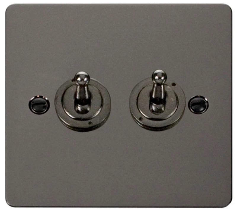 Toggle Switch 2 Gang 2 Way 10A Black Nickel