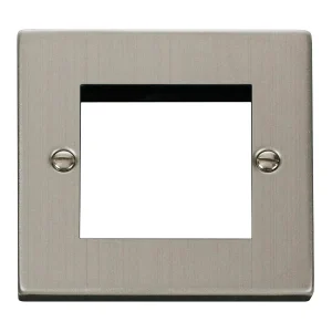 Front Plate 1 Gang 2 Module Stainless Steel Black & White Gasket Victorian