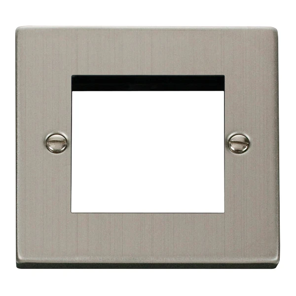 Front Plate 1 Gang 2 Module Stainless Steel Black & White Gasket Victorian - Image 2