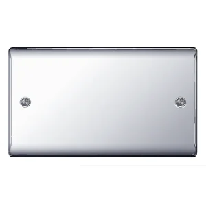 Nexus Metal Polished Chrome 2 Gang Blank Plate