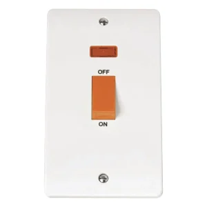 Cooker Control Switch 2 Gang c/w Neon 45A White