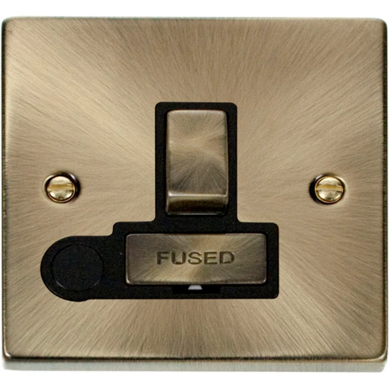 Connection Unit Ingot Switched Flex Outlet 13A Antique Brass Black Insert - Image 2
