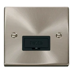 Connection Unit Fused Spur 13A Satin Chrome Black Insert Victorian