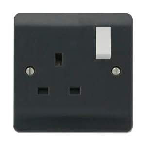Socket 1 Gang Double Pole Switched 13A Anthracite Grey