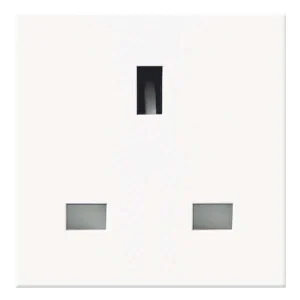 White Euro Module 13A UK Unswitched Socket