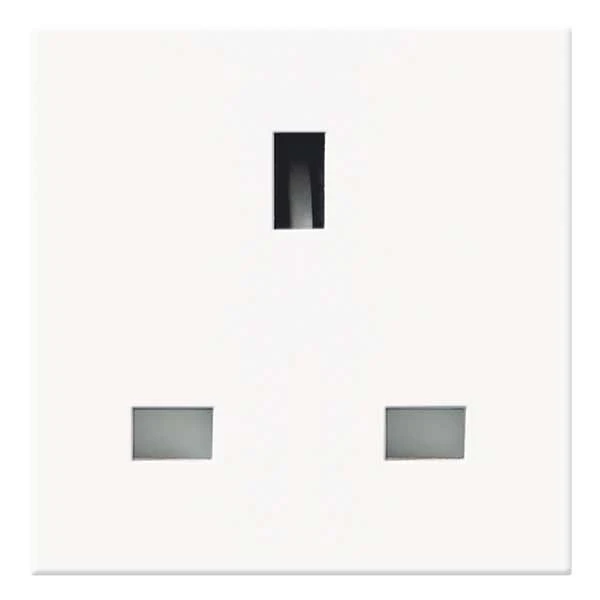 White Euro Module 13A UK Unswitched Socket - Image 2