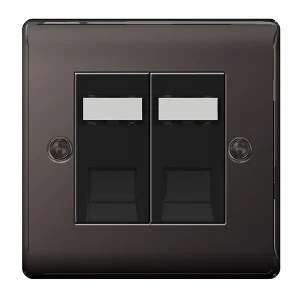 Nexus Metal Black Nickel 2 Gang RJ45 Data Outlet