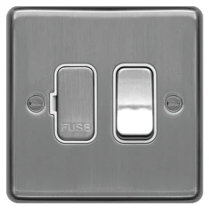 Connection Unit DP Switched Fused Spur 13A Brushed Steel White Insert