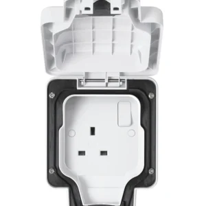 MK Weatherproof Socket 1 Gang 13A Switched IP66 White