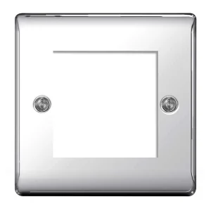 Front Plate 2 Module Grid Square Polished Chrome