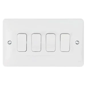 Hager Sollysta WMPS42 4 Gang 2 Way Wall Switch 10A White